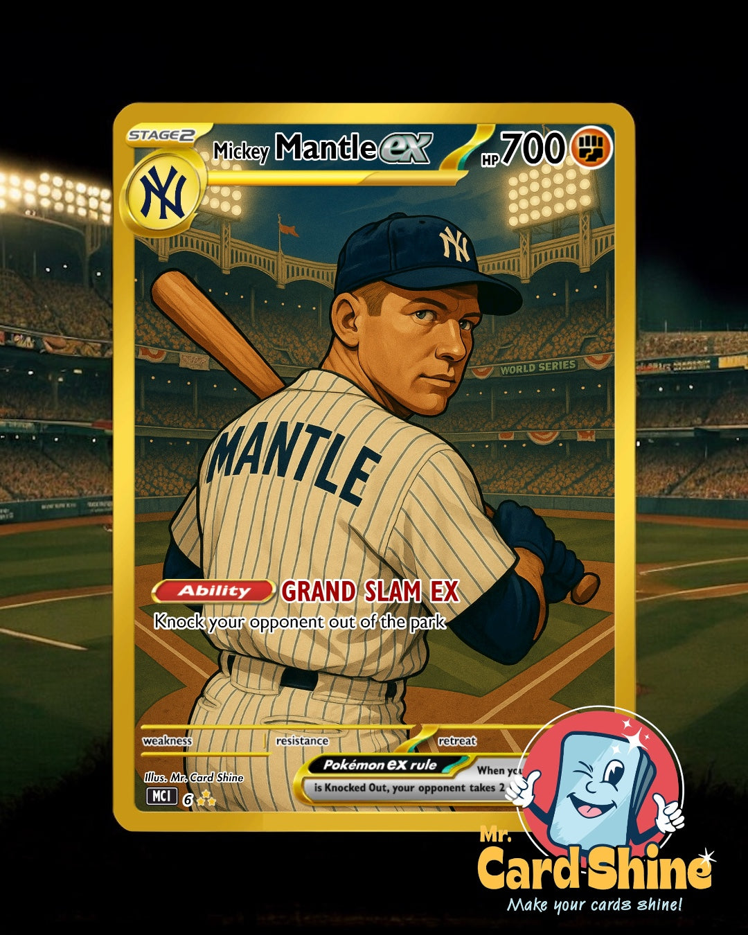 #6 Mickey Mantle EX trading card /50