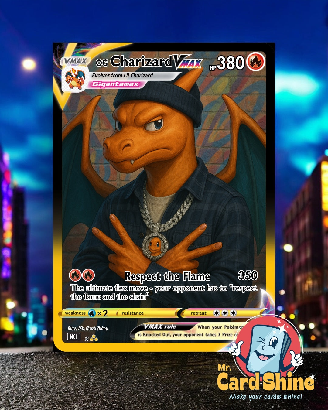 #3 OG Charizard VMAX trading card /50